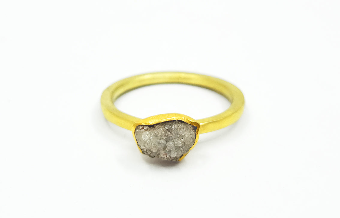 2 ct Rohdiamant Ring in Gold