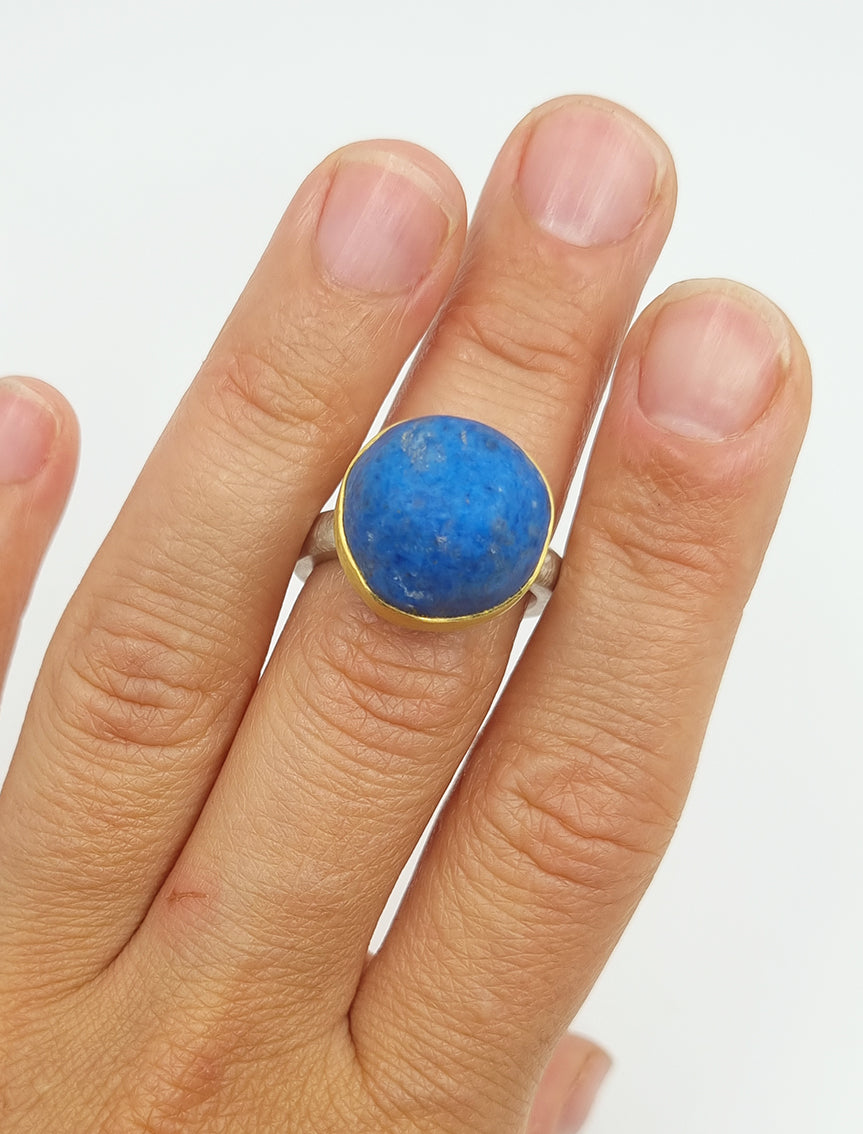 Lapis Lazuli Ring in Silber und Gold