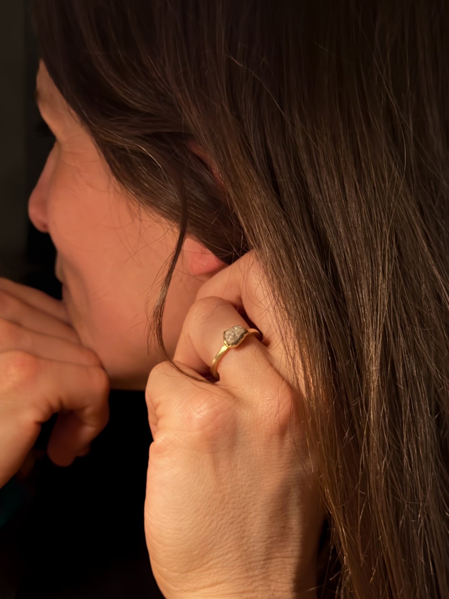2 ct Rohdiamant Ring in Gold