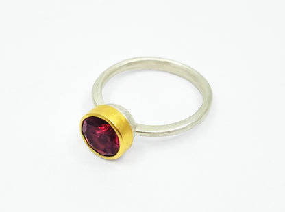 Rhodolite Garnet Ring in Silver and 22 Carat Gold