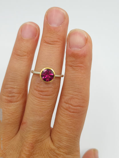 Rhodolite Garnet Ring in Silver and 22 Carat Gold