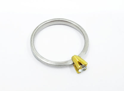 3.5 mm diamond ring in gold and silver