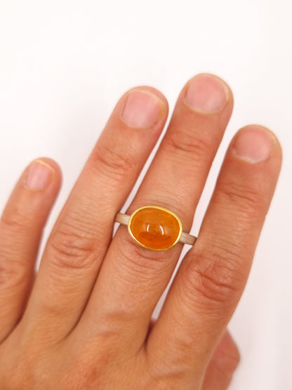 Mandarin Granat in Gold und Silber